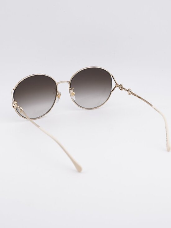 Gucci GG1017SK 003 Sunglasses Gold Round Frame, Brown Lenses main image 10